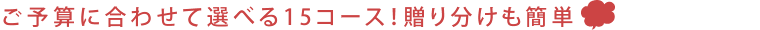 ご予算に合わせて選べる15コース！贈り分けも簡単